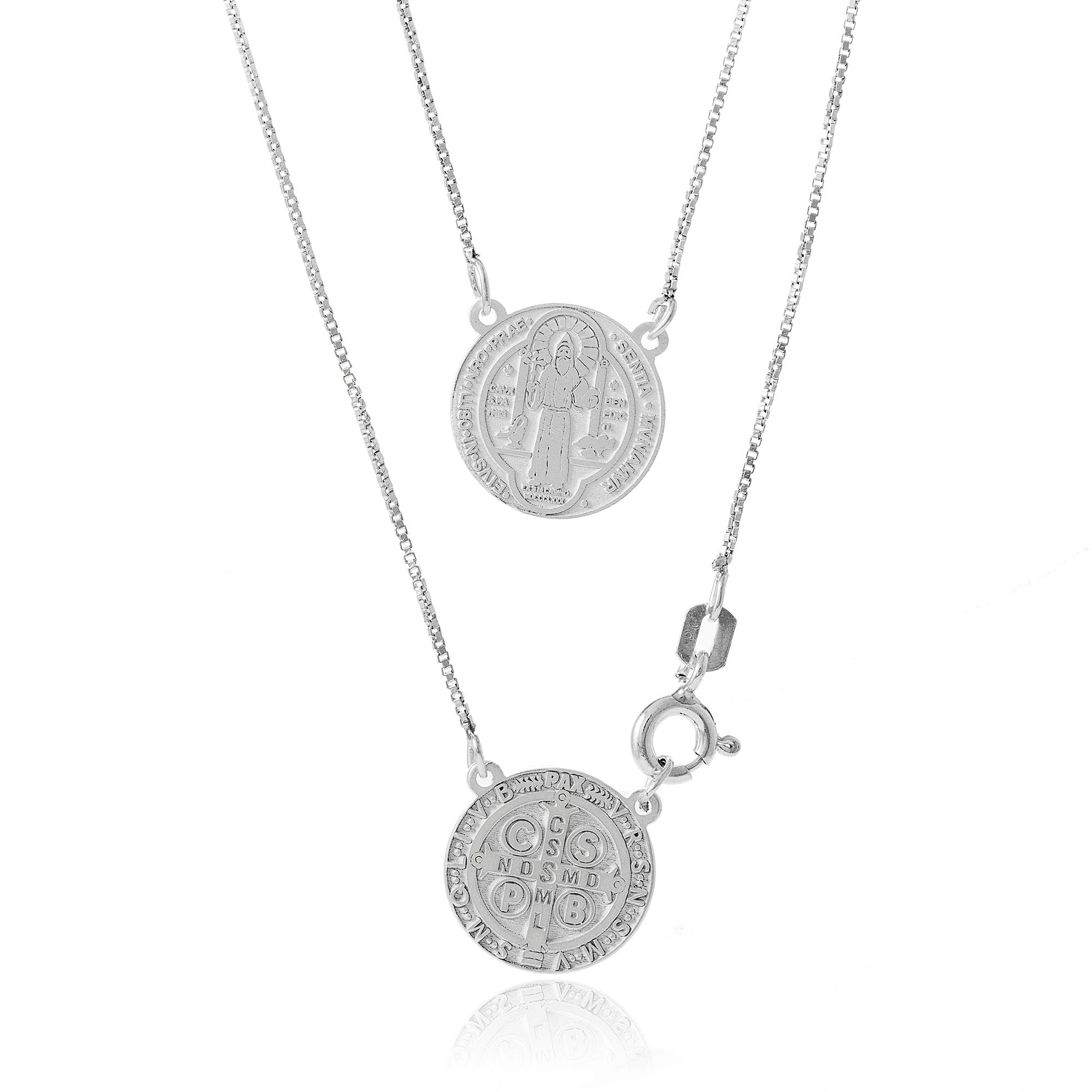 Escapulário Prata 925 São Bento 45cm