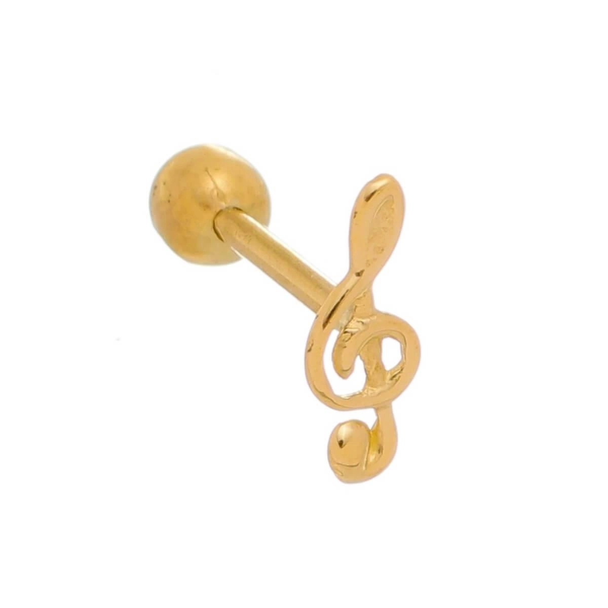 Piercing Orelha Ouro 18k Clave de Sol 8mm