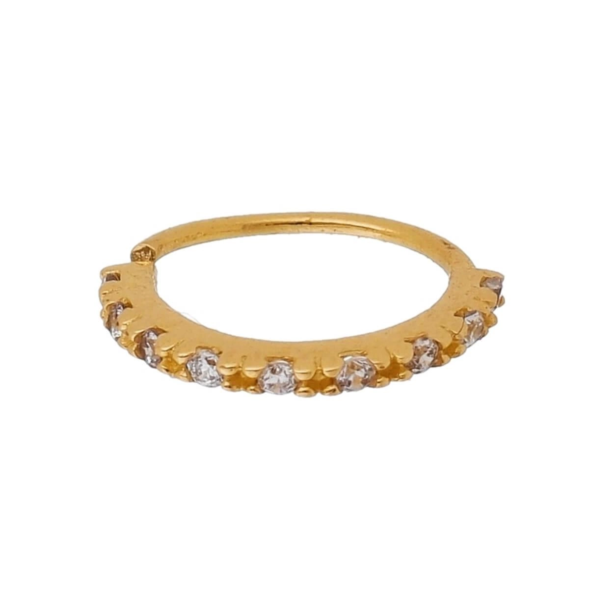 Piercing Orelha Ouro 18k Daith 9 Pedras 10mm