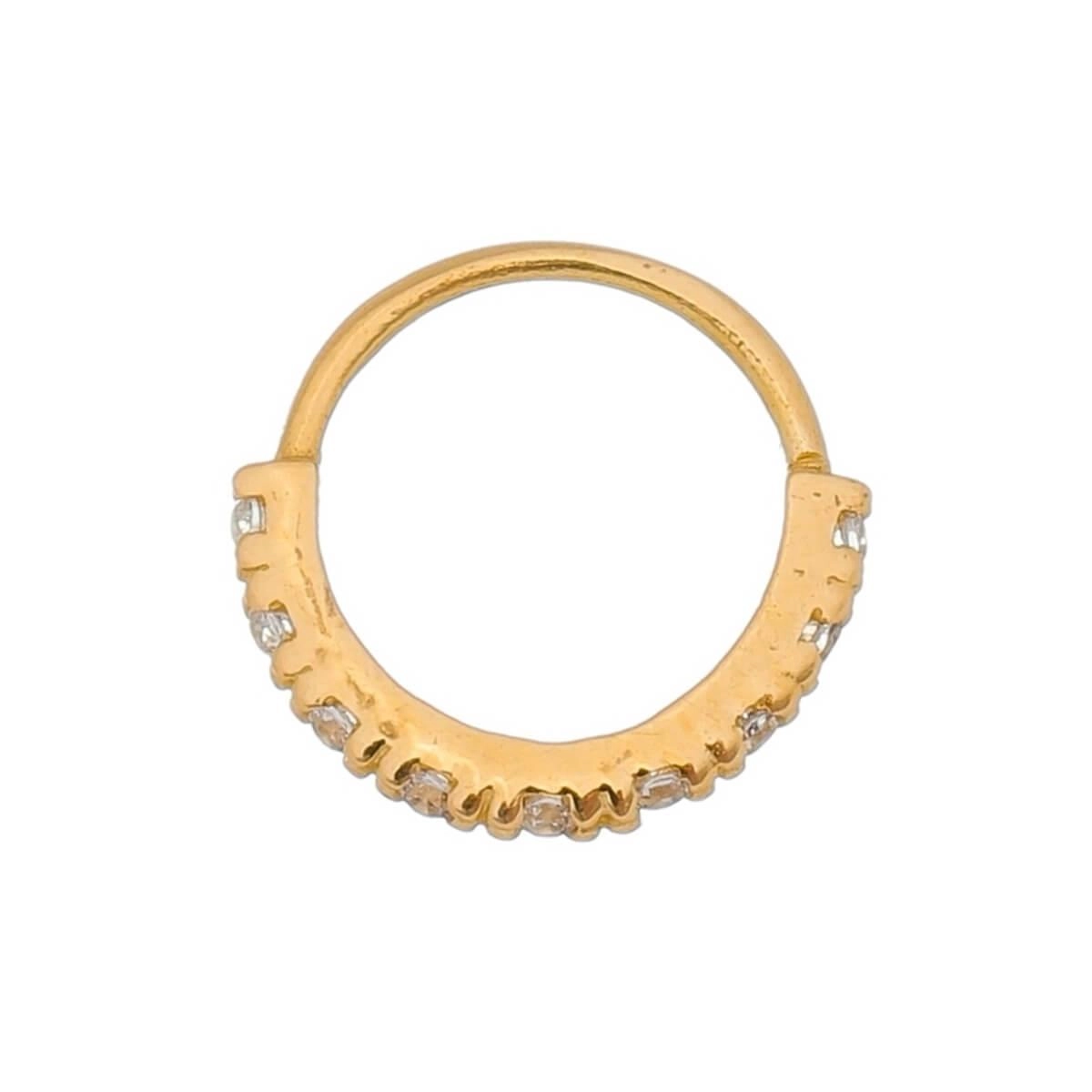 Piercing Orelha Ouro 18k Daith 9 Pedras 10mm