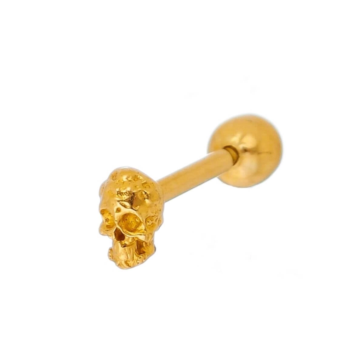 Piercing Orelha Ouro 18k Tragus Caveira 4mm