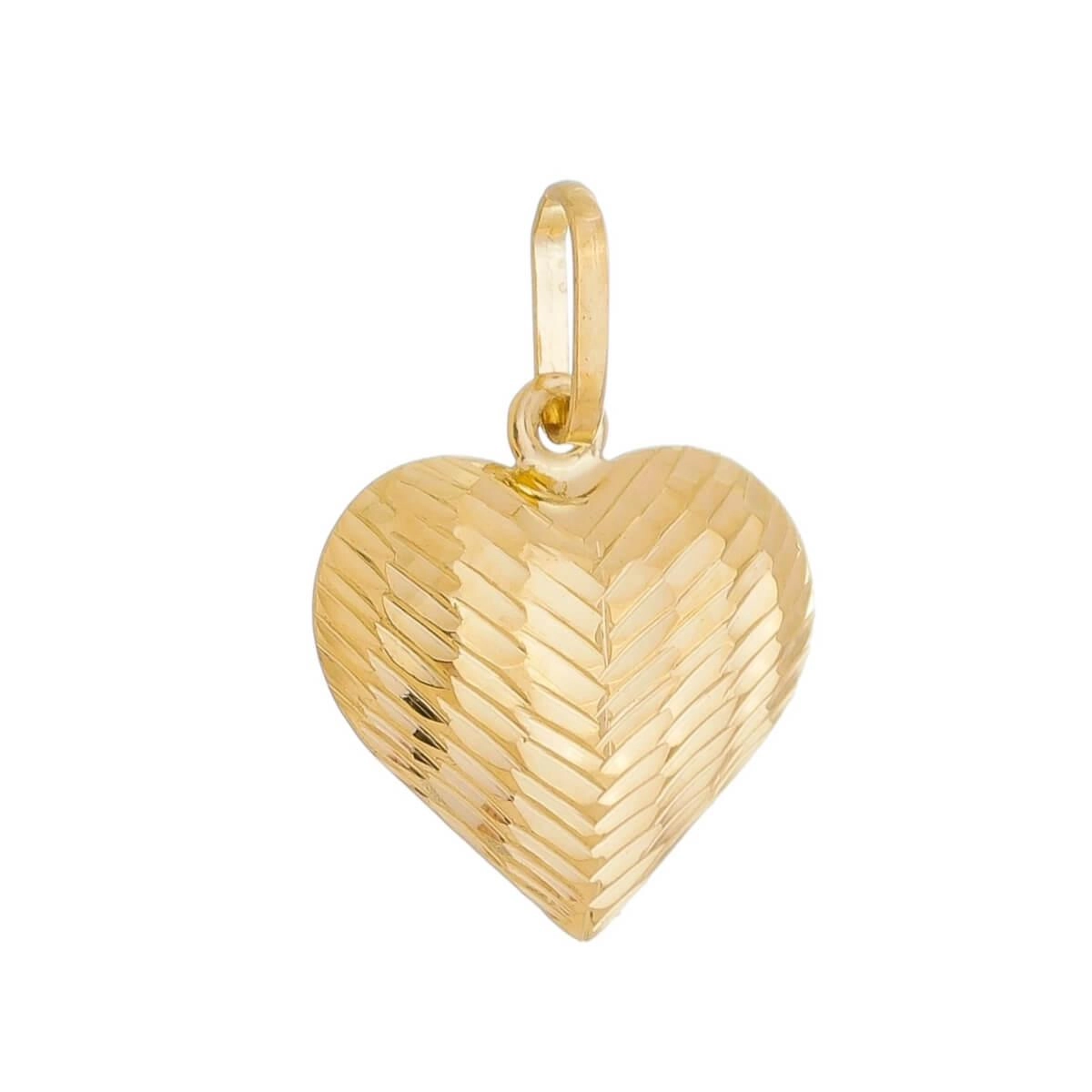 Pingente Ouro 18k Coração 1 Face Trabalhado 13mm Frente
