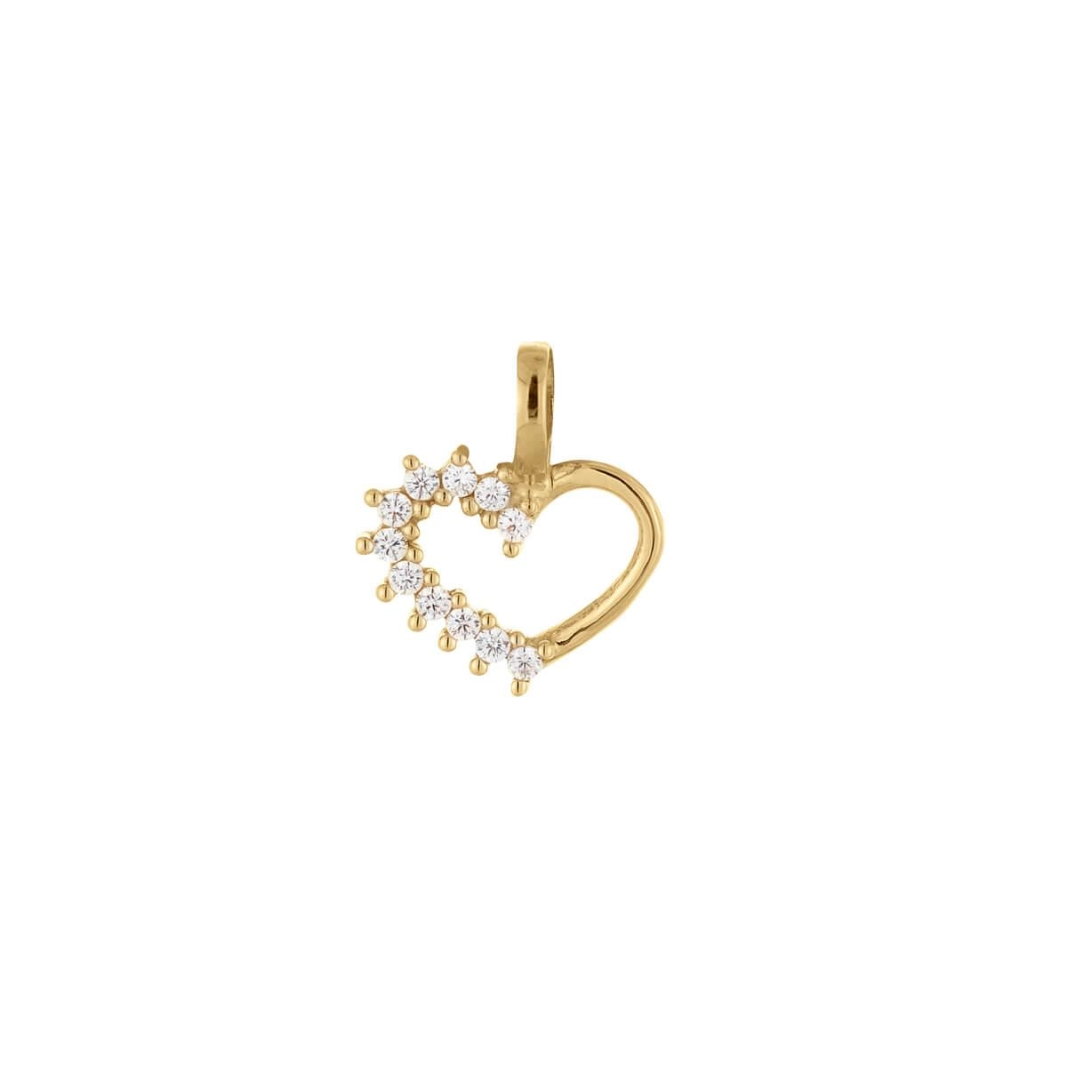 Pingente Ouro 18k Coração C/Zircônia 11mm Frente