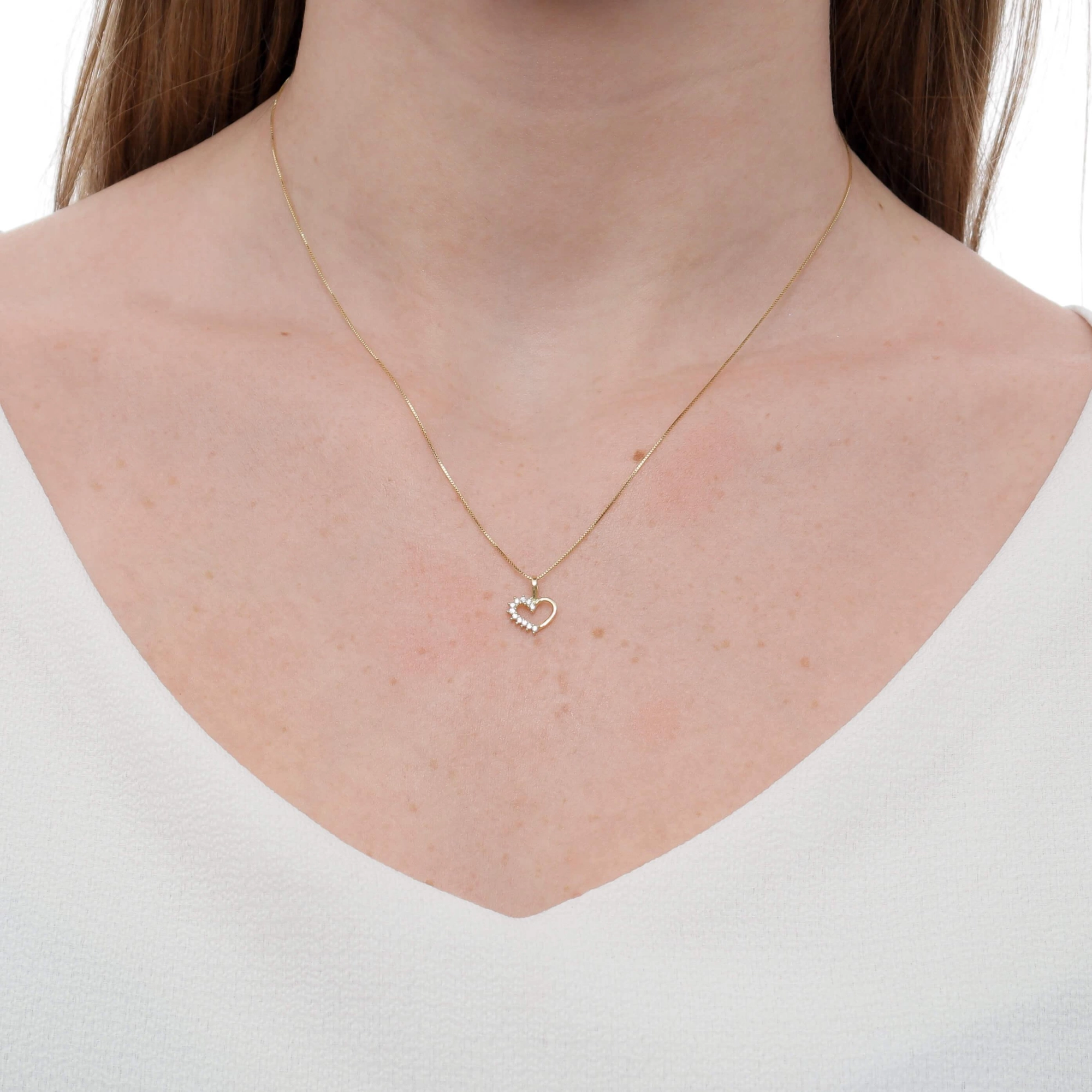Pingente Ouro 18k Coração C/Zircônia 11mm Real