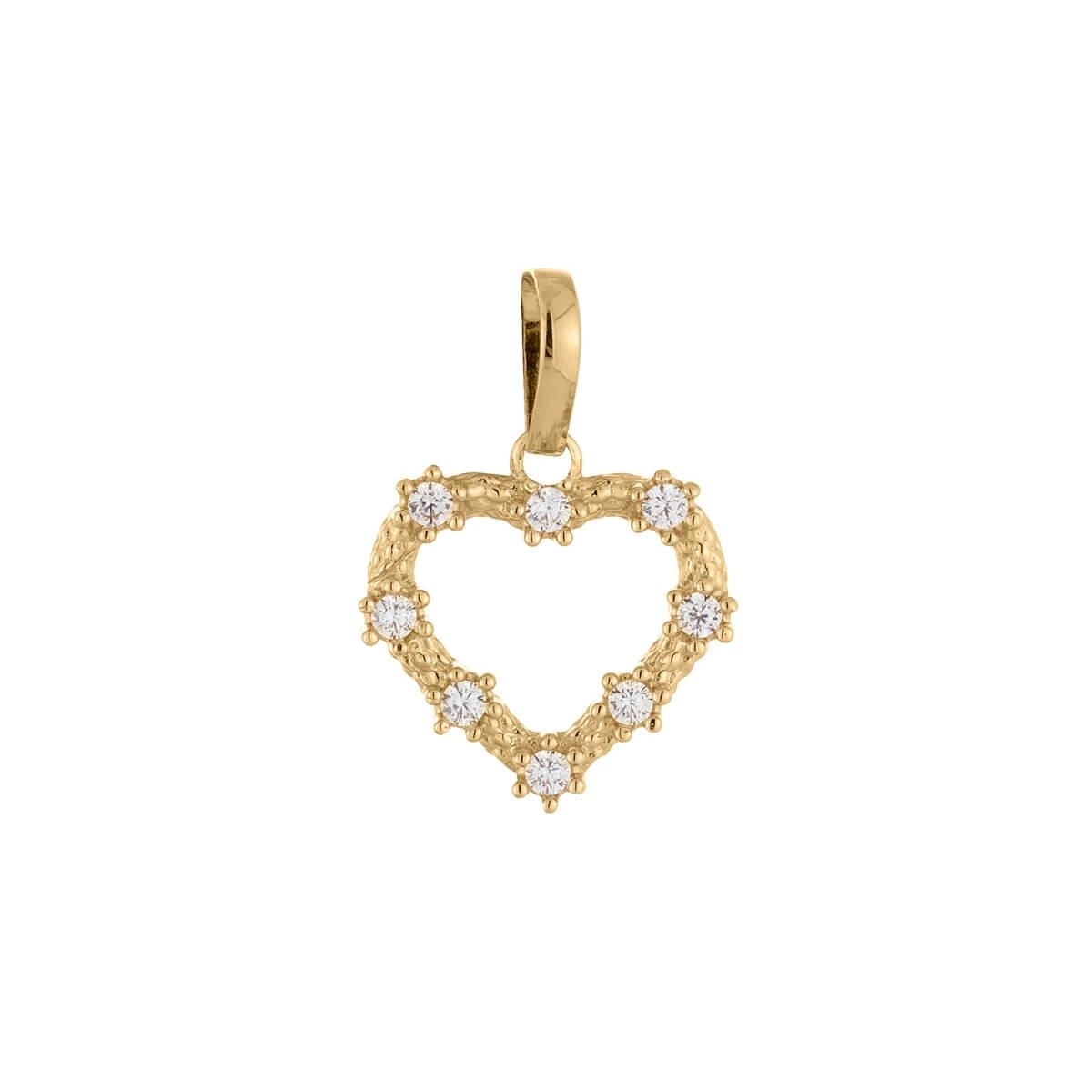 Pingente Ouro 18k Coração C/Zircônias 11mm Frente