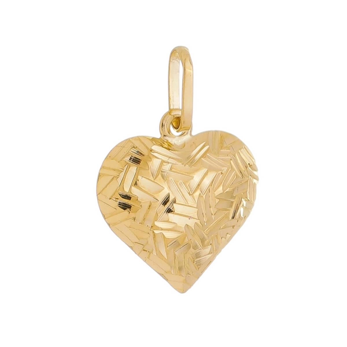 Pingente Ouro 18k Coração Trabalhado 1 Face 12mm Frente
