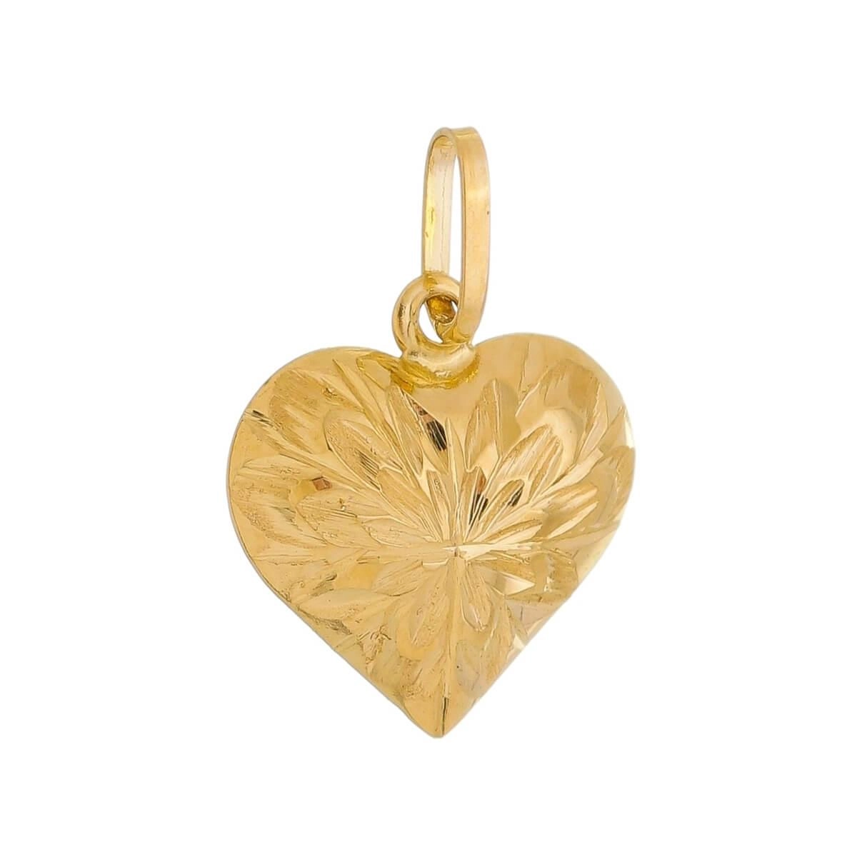 Pingente Ouro 18k Coração Trabalhado 1 Face 13mm Frente