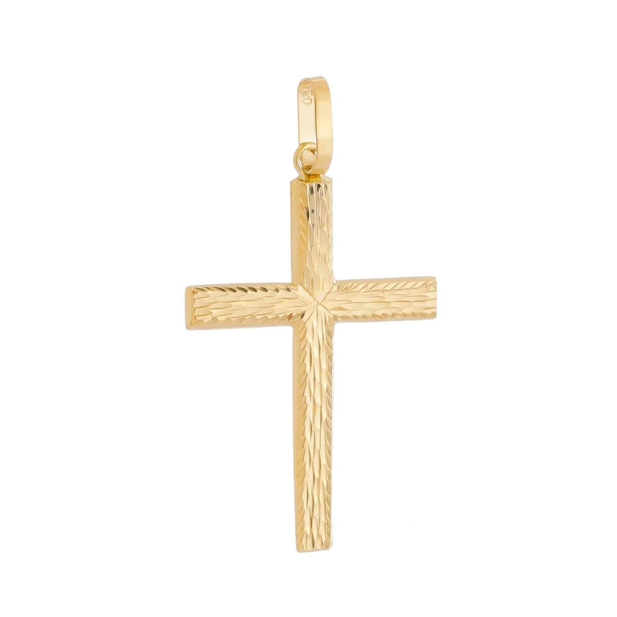Pingente Ouro 18k Cruz 1 Face Trabalhada Frente