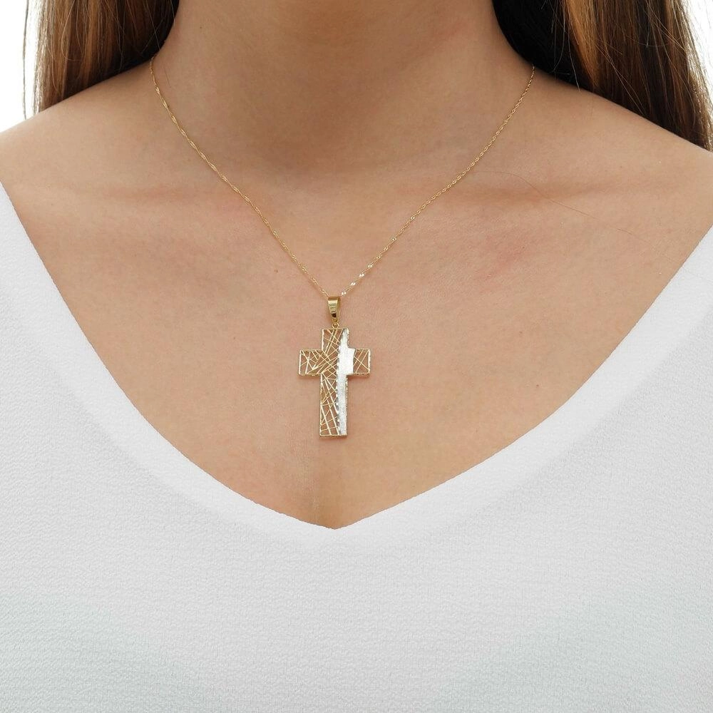 Pingente Ouro 18k Cruz Trabalhada 2.05 Gramas modelo