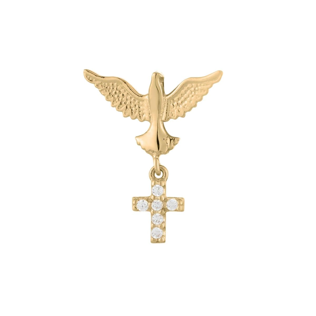 Pingente Ouro 18k Divino Com Cruz Frente