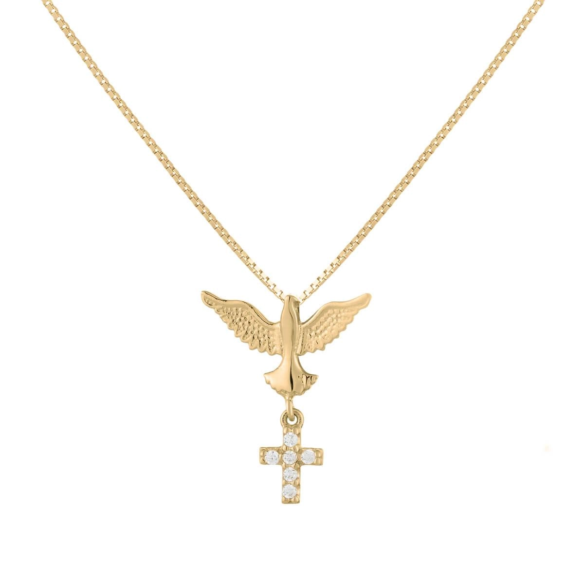 Pingente Ouro 18k Divino Com Cruz Corrente