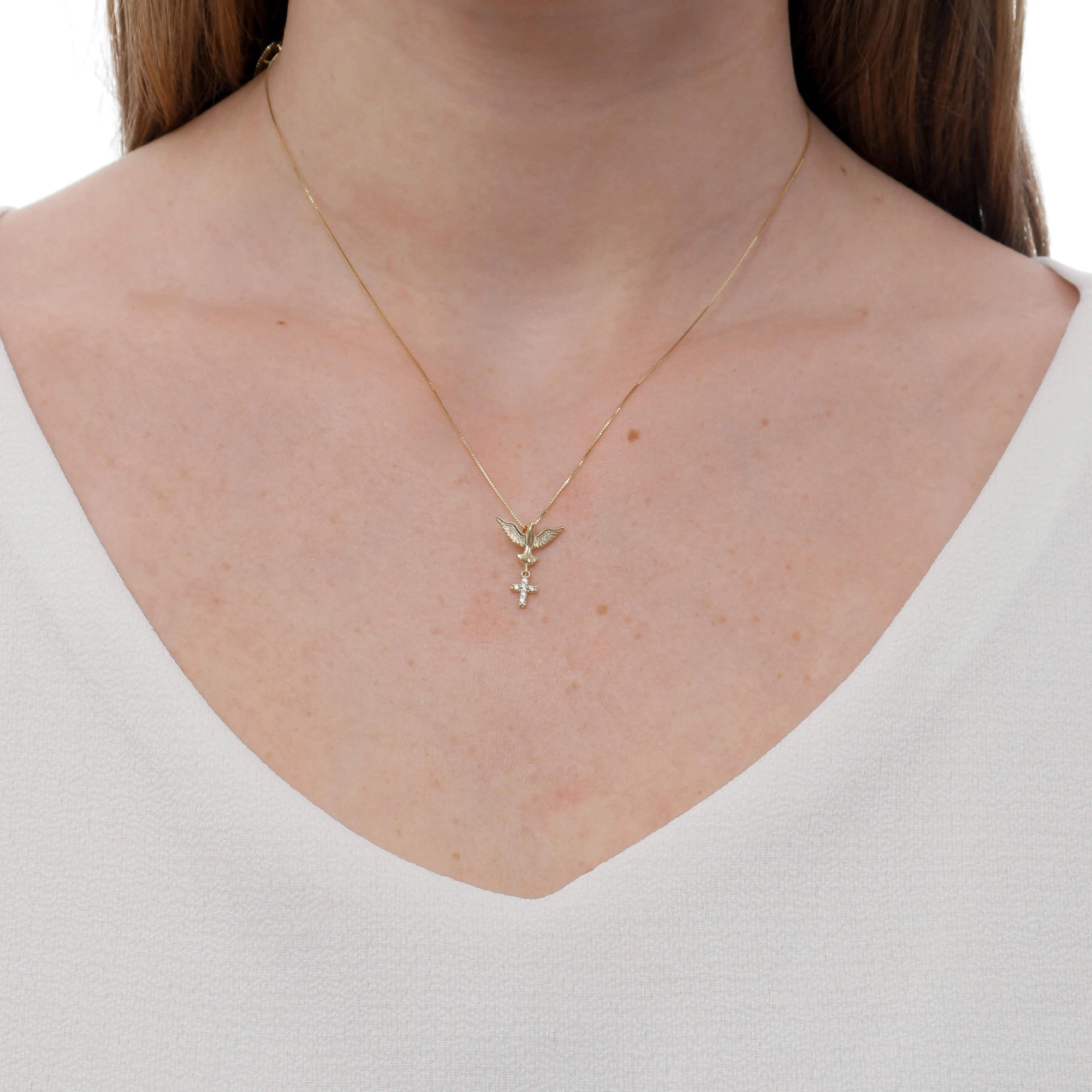 Pingente Ouro 18k Divino Com Cruz Real