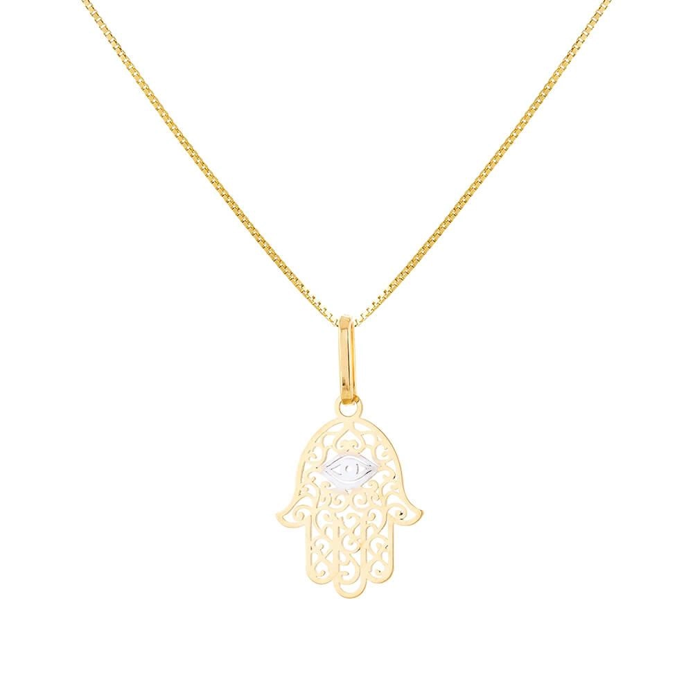 Pingente Ouro 18k Hamsa Olho Grego 0.65 Gramas frente