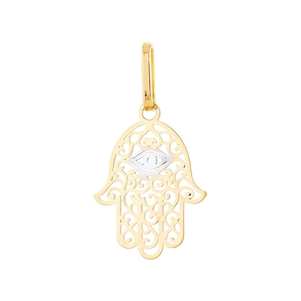 Pingente Ouro 18k Hamsa Olho Grego 0.65 Gramas detalhe