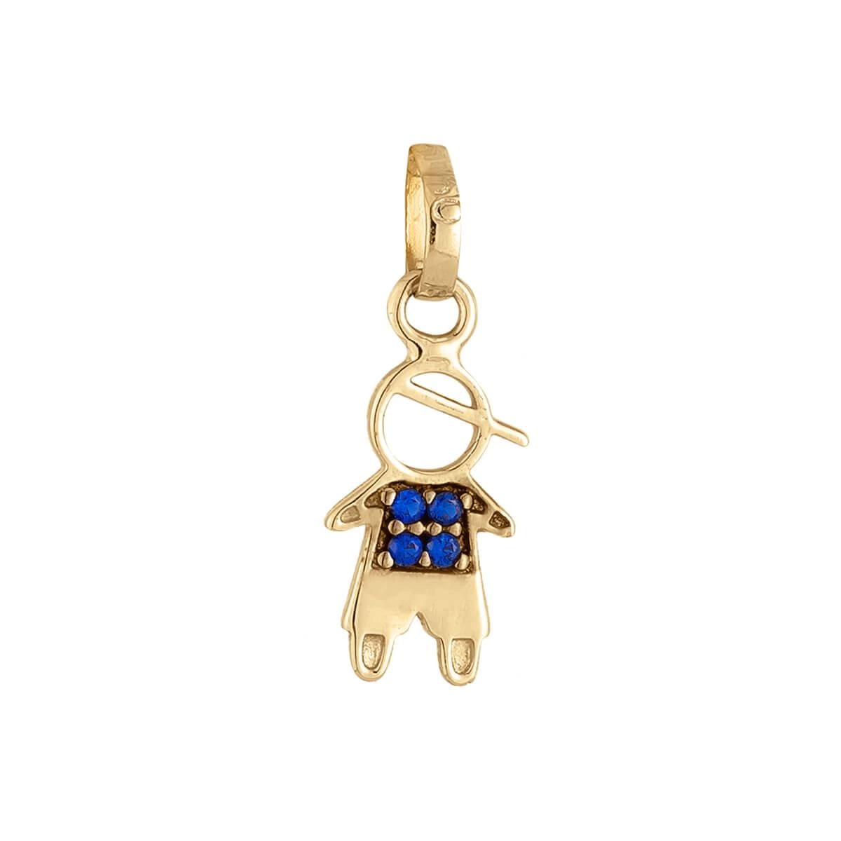 Pingente Ouro 18k Menino C/Zircônia 0.35 Gramas