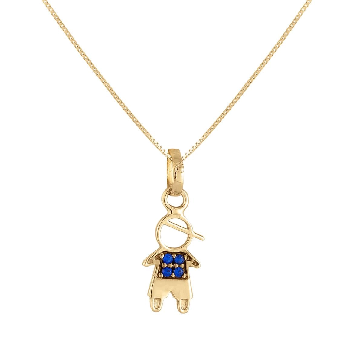 Pingente Ouro 18k Menino C/Zircônia 0.35 Gramas detalhe