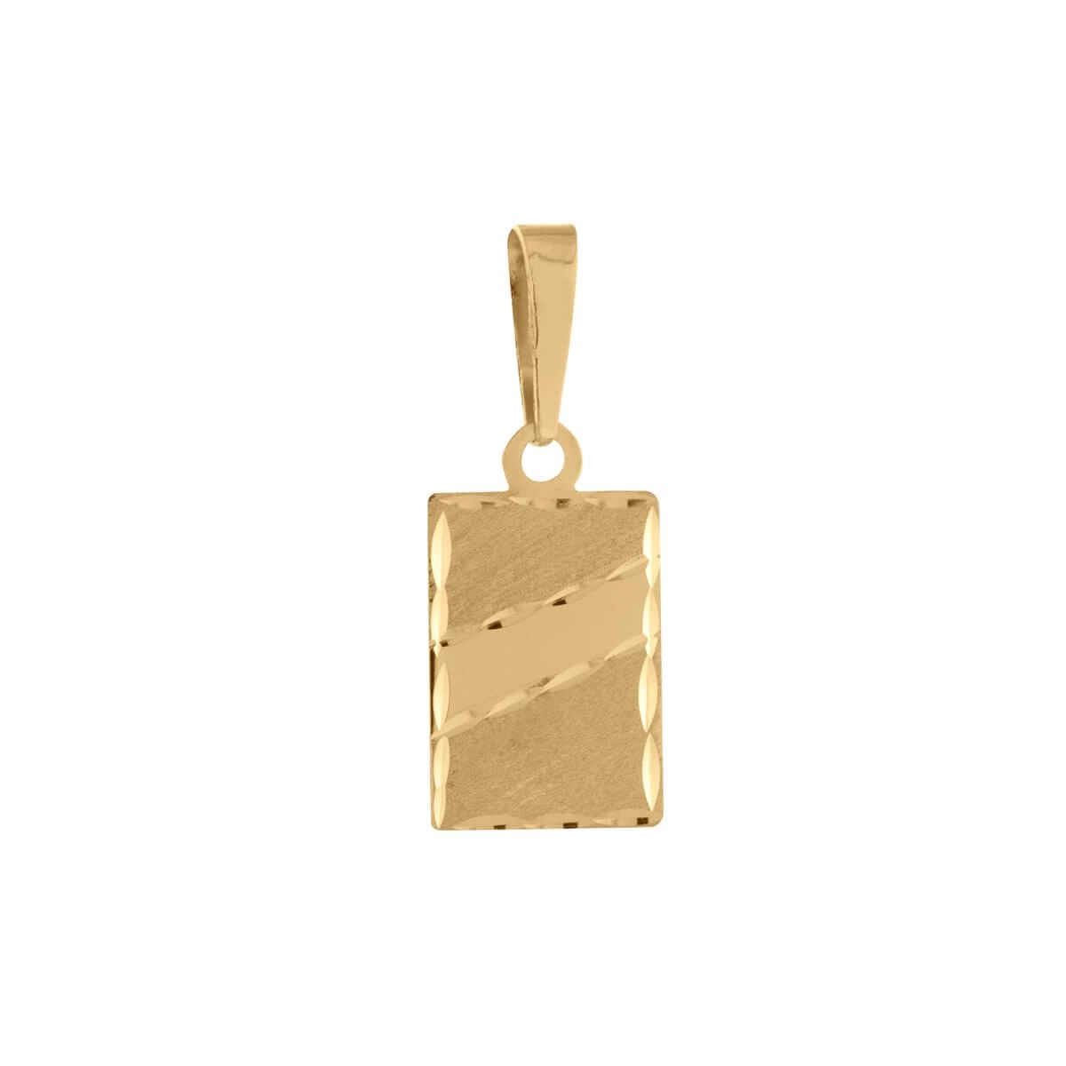 Pingente Ouro 18k Placa Trabalhada 15mm Frente