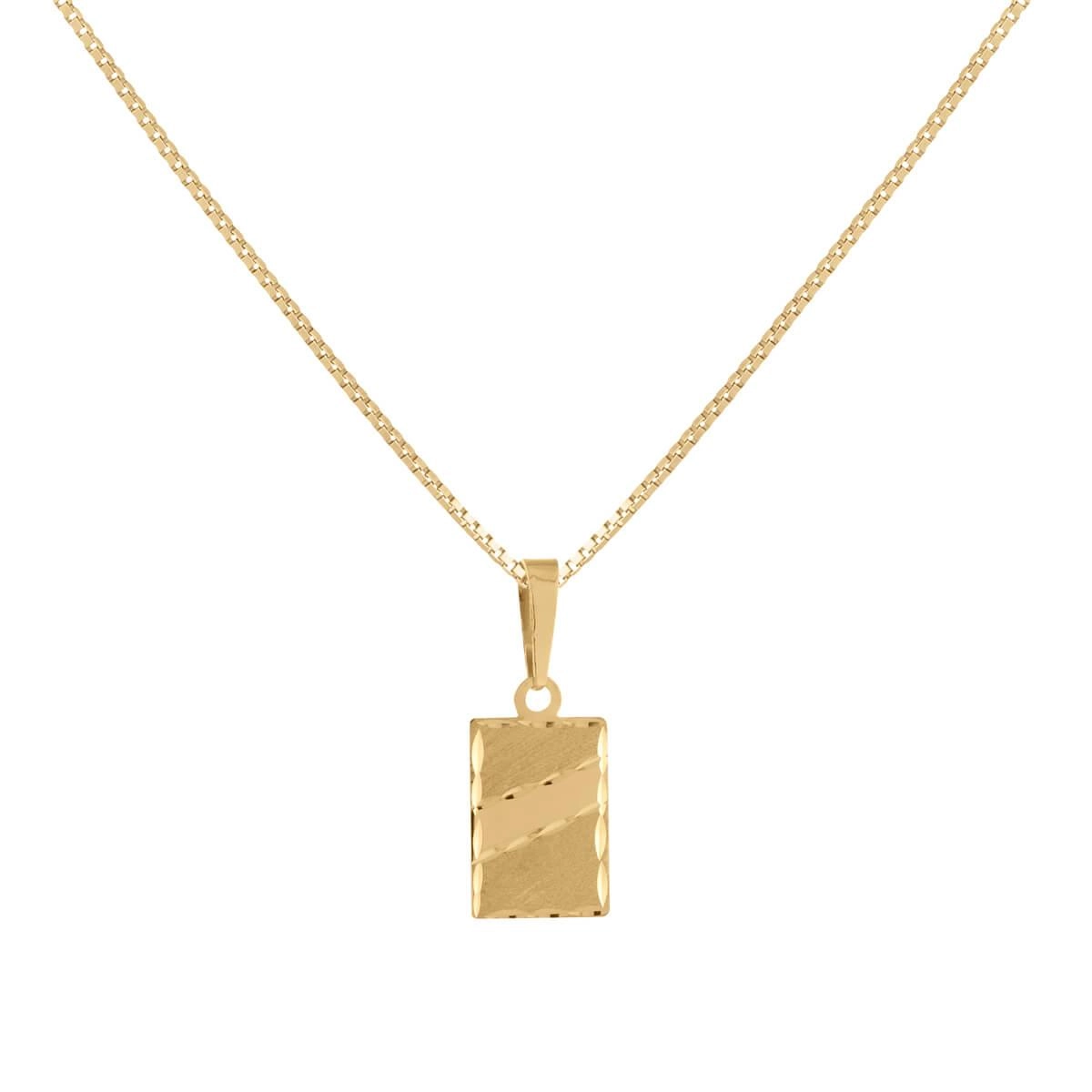 Pingente Ouro 18k Placa Trabalhada 15mm Corrente