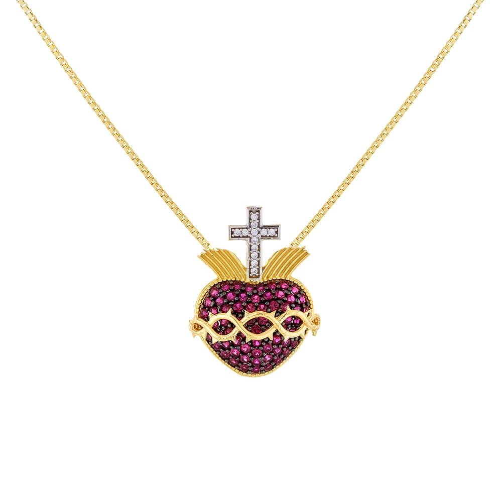 Pingente Ouro 18k Sagrado Coração De Jesus 1.45 Gramas frent