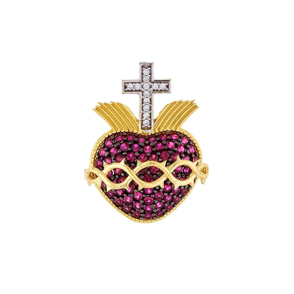 Pingente Ouro 18k Sagrado Coração De Jesus 1.45 Gramas detal