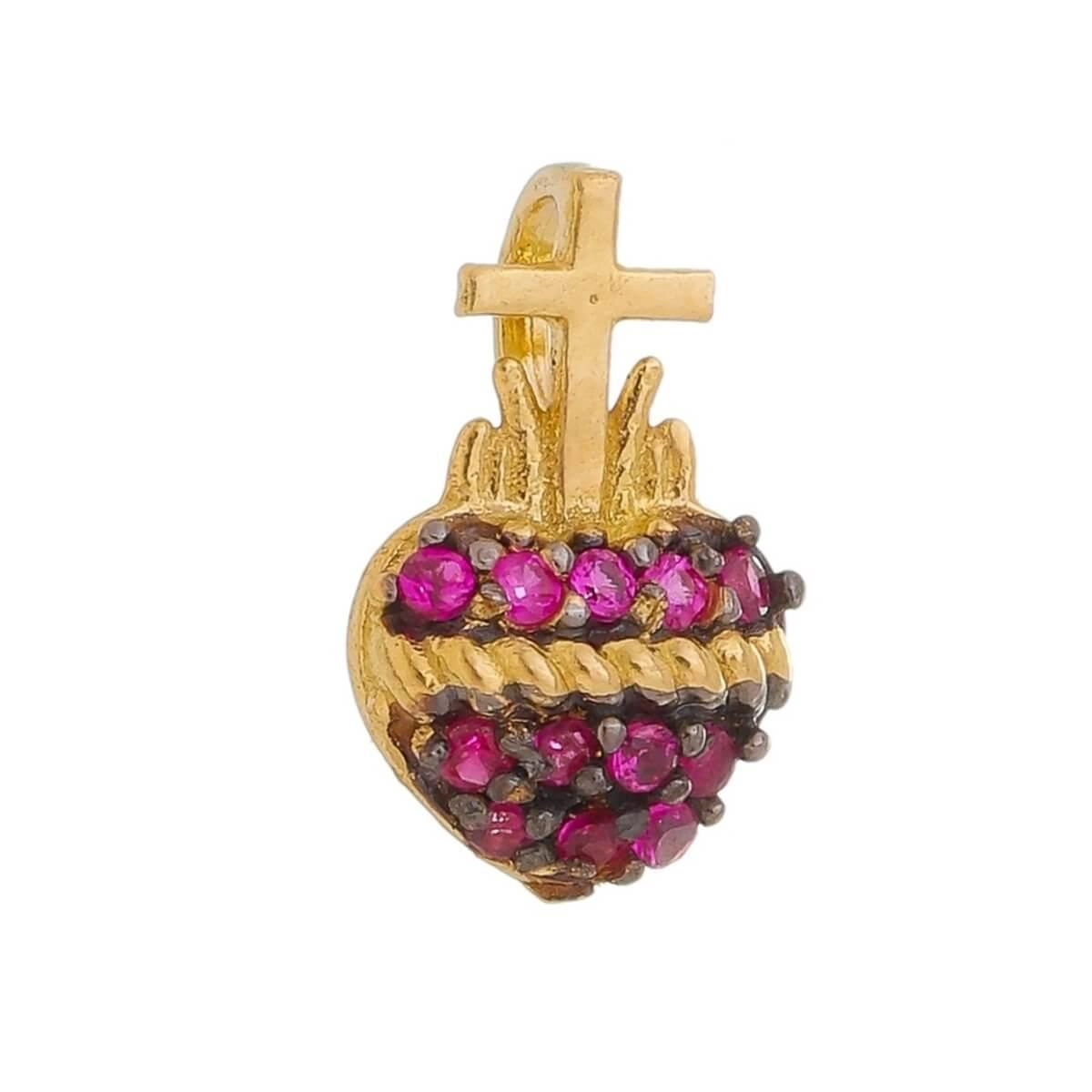 Pingente Ouro 18k Sagrado Coração de Jesus Mini Frente