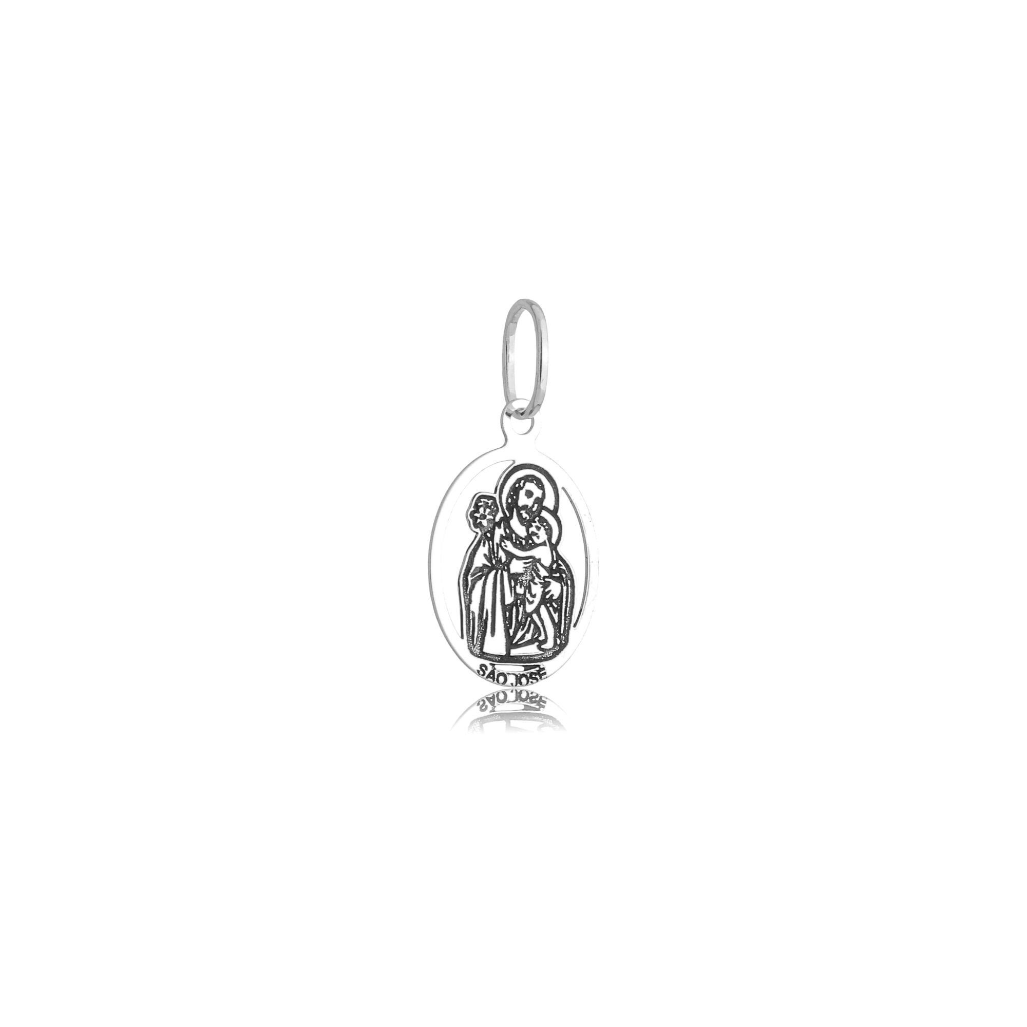 Pingente Prata 925 Medalha São José 1.4cm