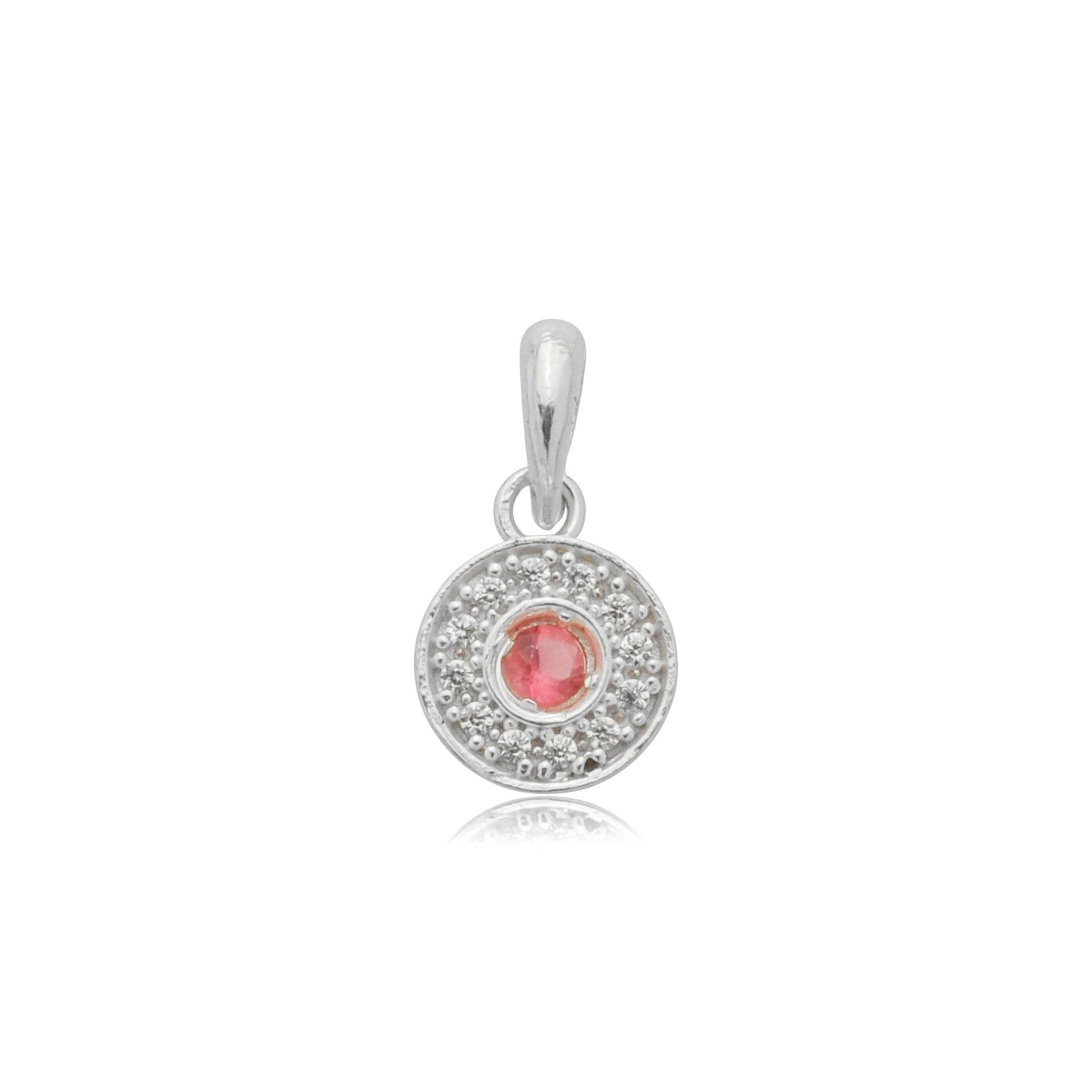 Pingente Prata 925 Ponto de Luz 8mm Rosa