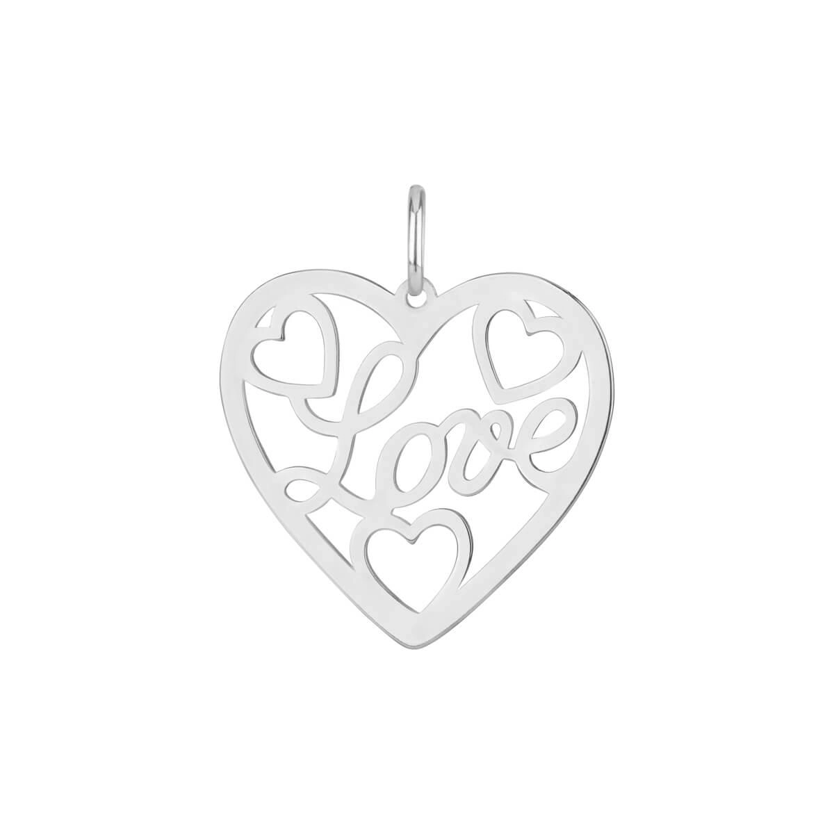 Pingente Prata Coração Love Prata 925 detalhe