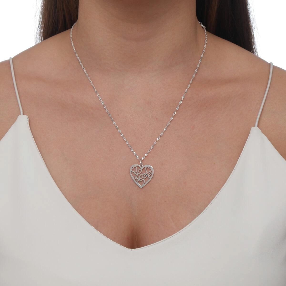 Pingente Prata Coração Love Prata 925 modelo