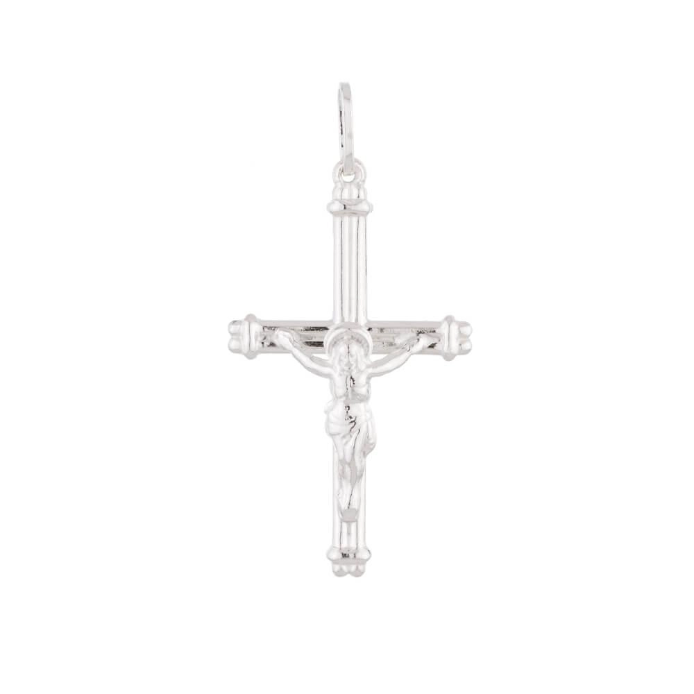 Pingente Prata Cruz C/Cristo 32mm Perto