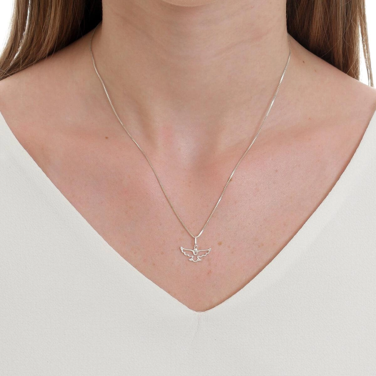 Pingente Prata Divino Espirito Santo 9.50mm Prata 925 Real