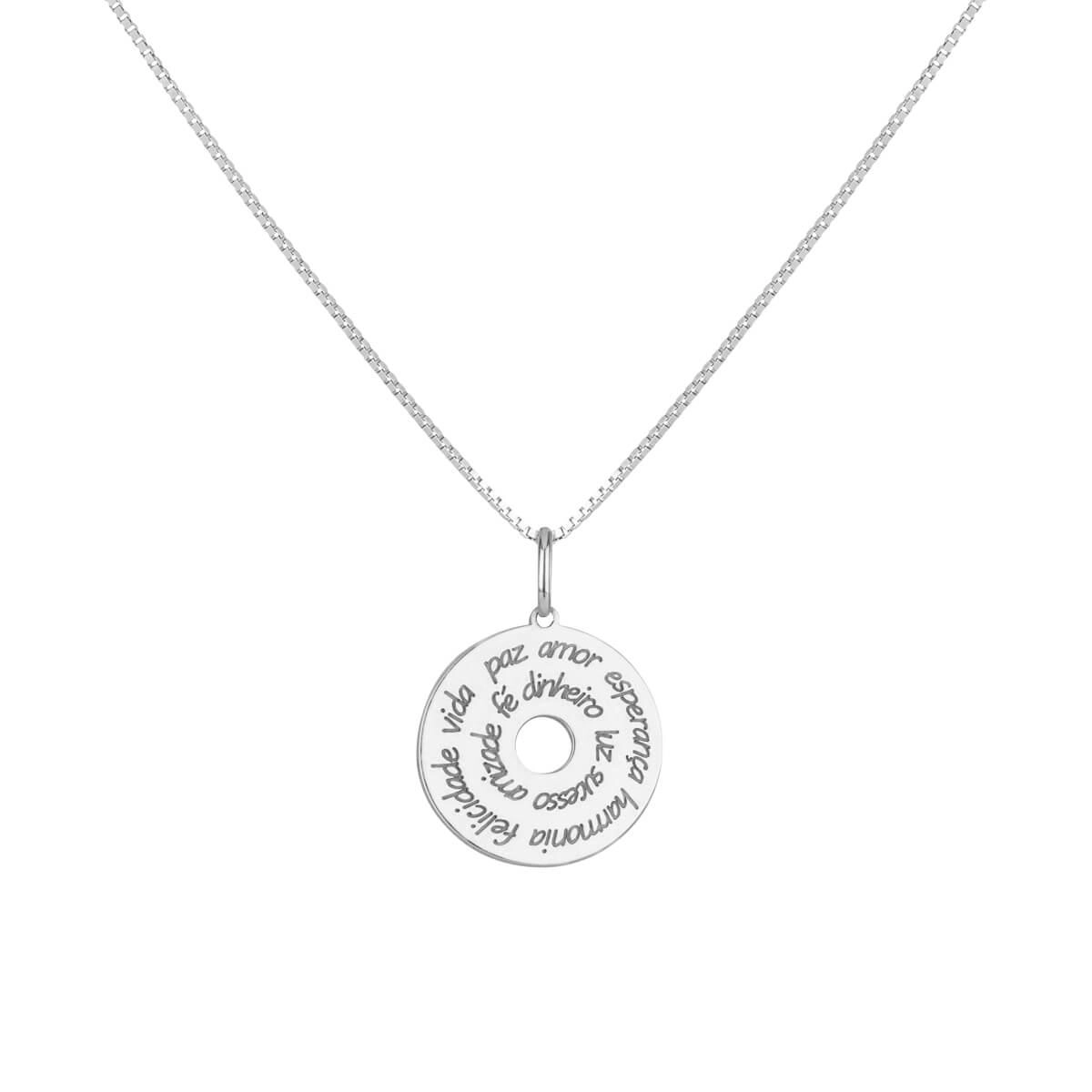 Pingente Prata Mandala Felicidade Prata 925 frente