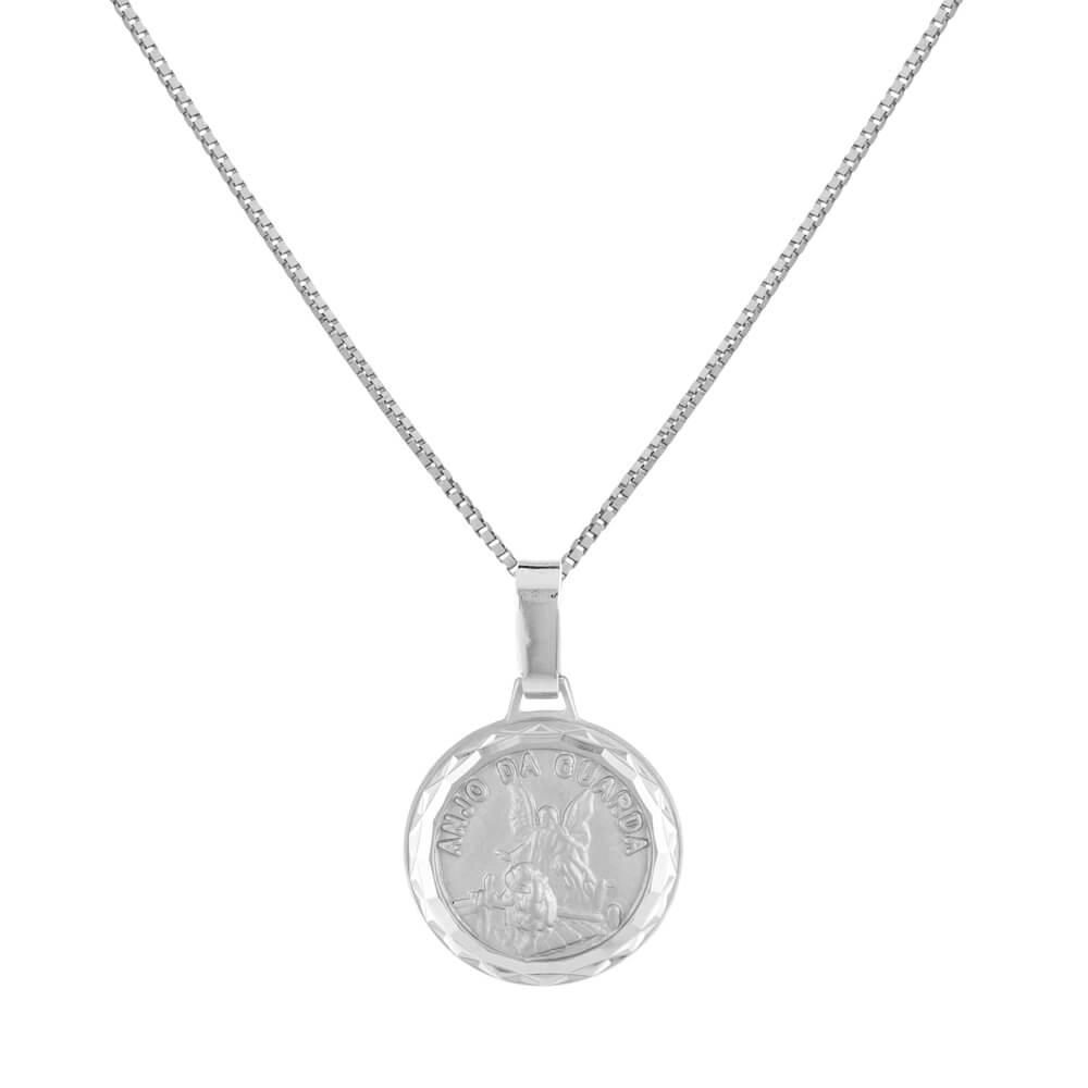 Pingente Prata Medalha Anjo da Guarda Prata 925 frente