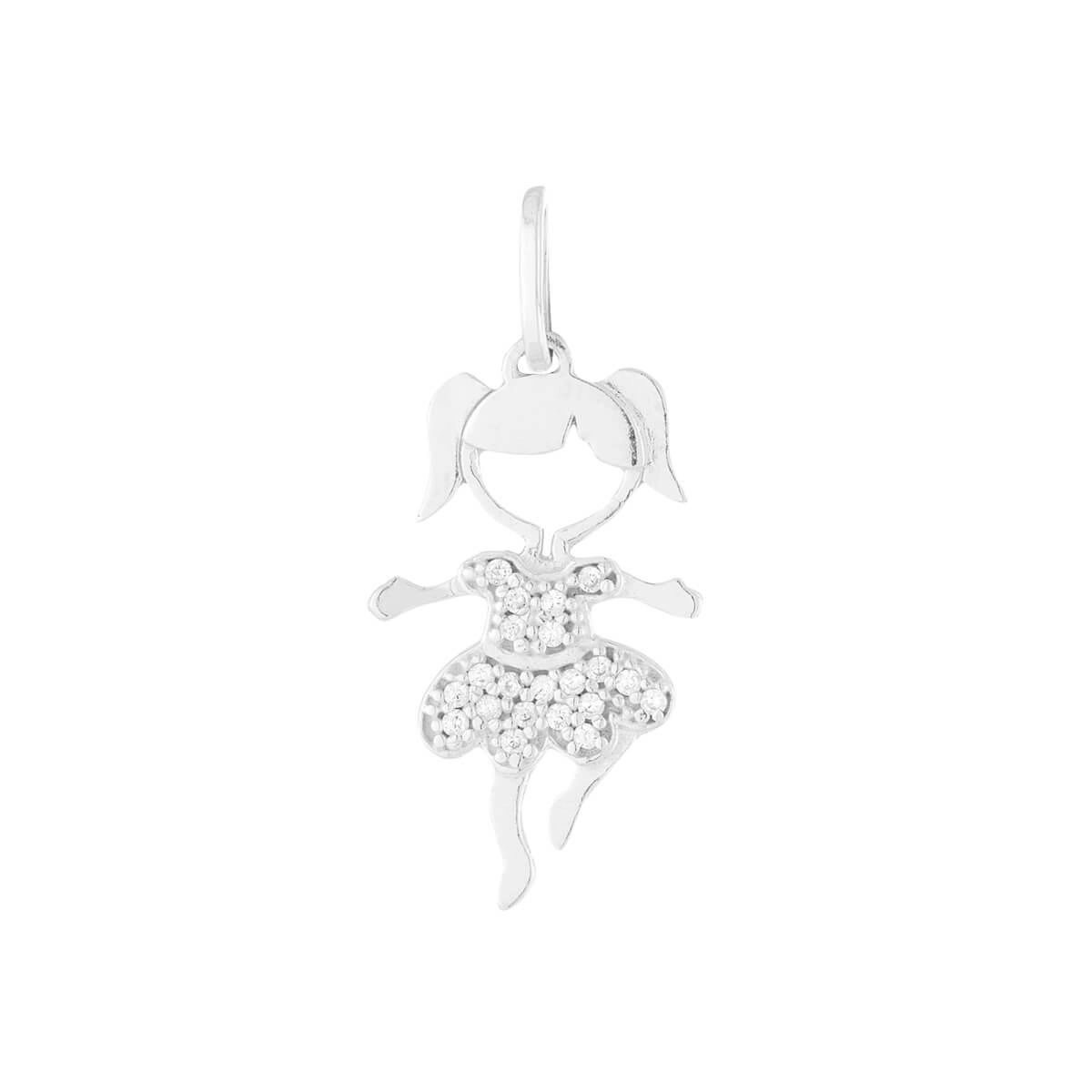 Pingente Prata Menina 22mm Prata 925 Frente