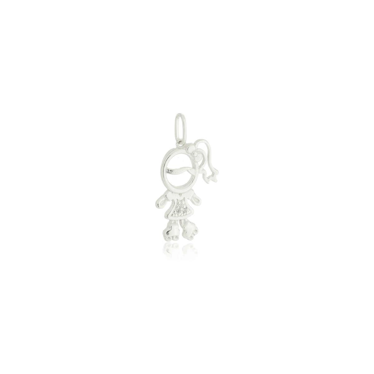 Pingente Prata Menina Patins Prata 925