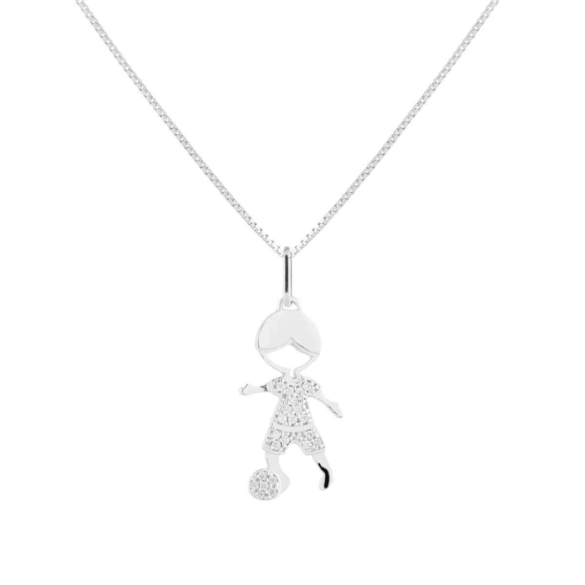 Pingente Prata Menino 22mm Prata 925 Corrente