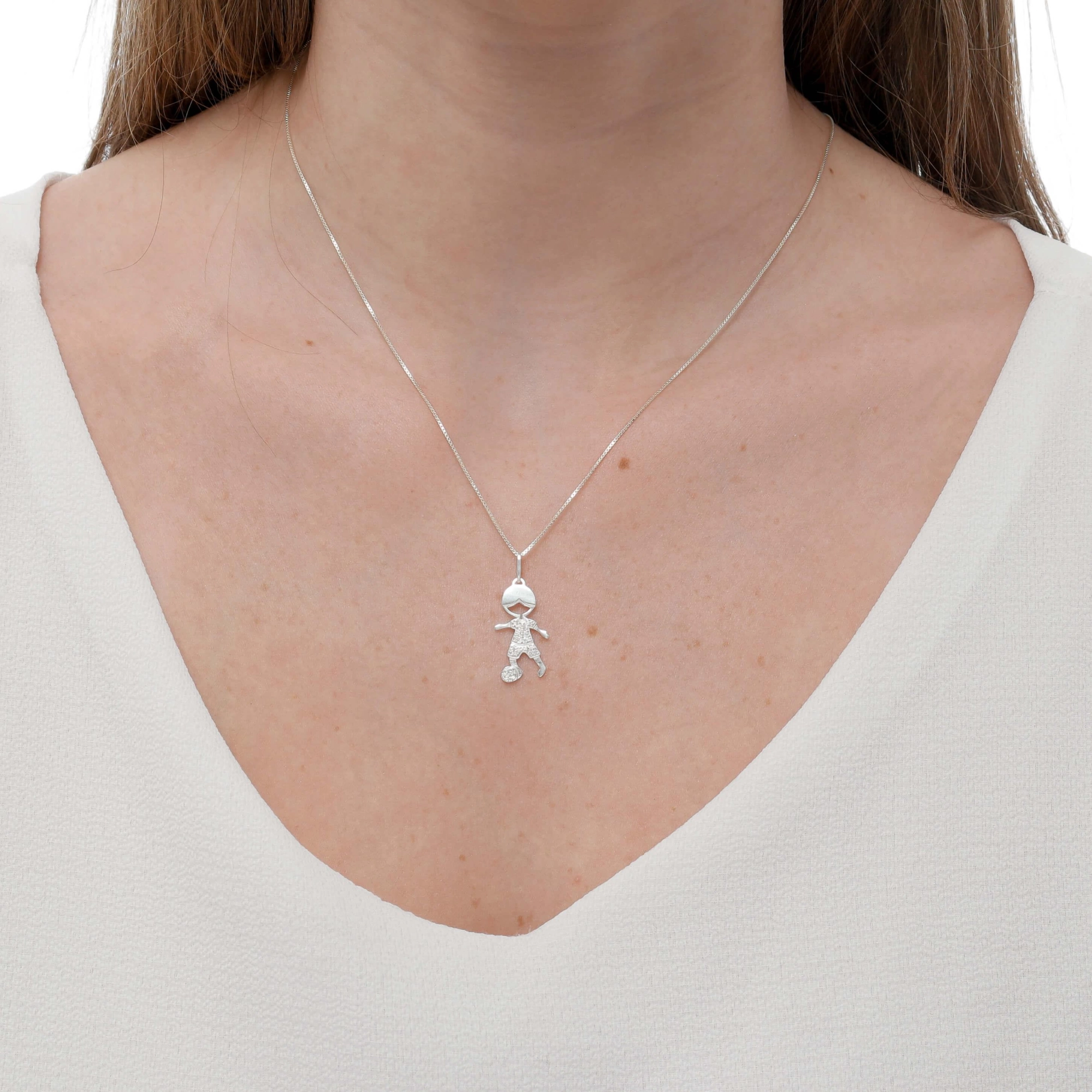 Pingente Prata Menino 22mm Prata 925 Real