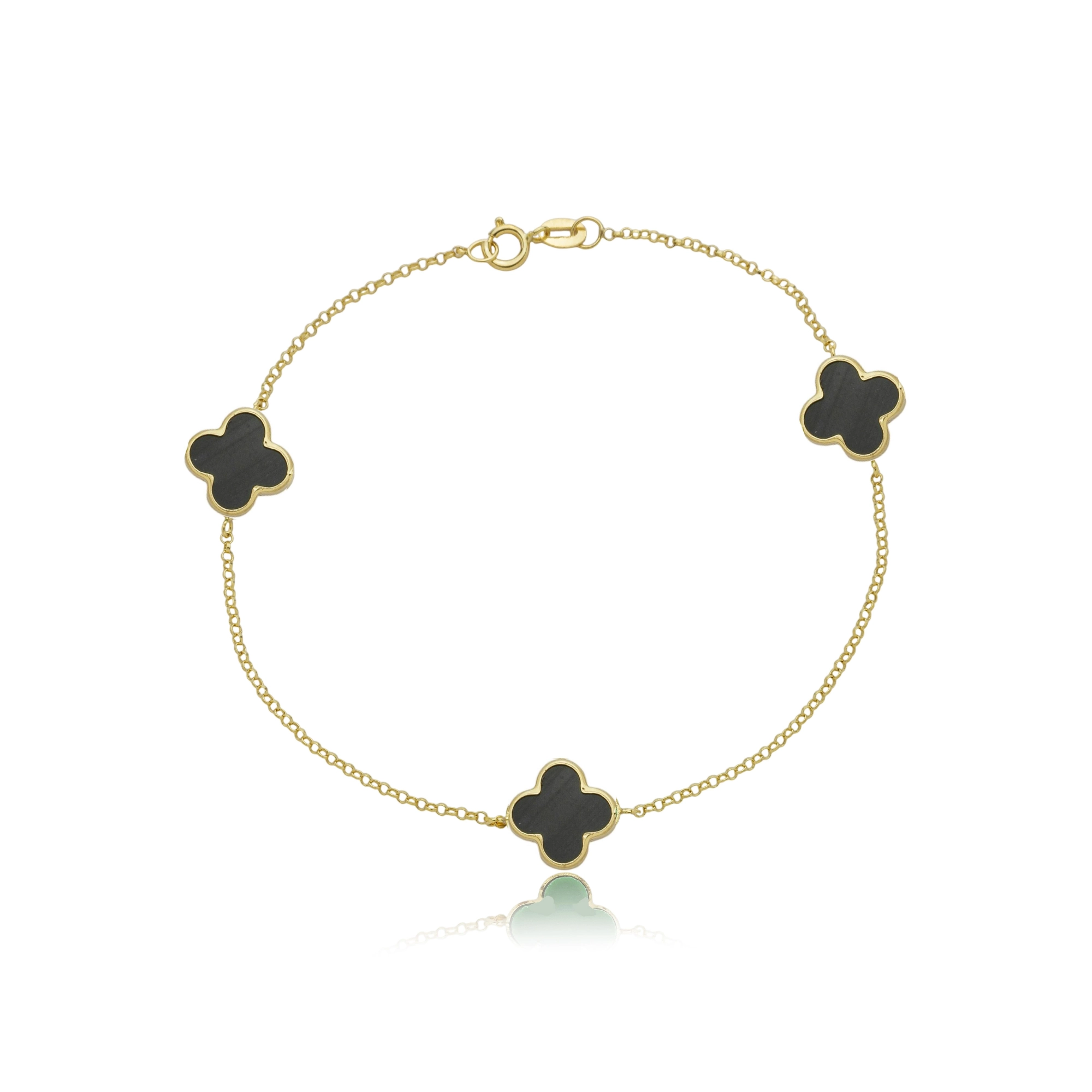 Pulseira Ouro 18k Trevo Preto