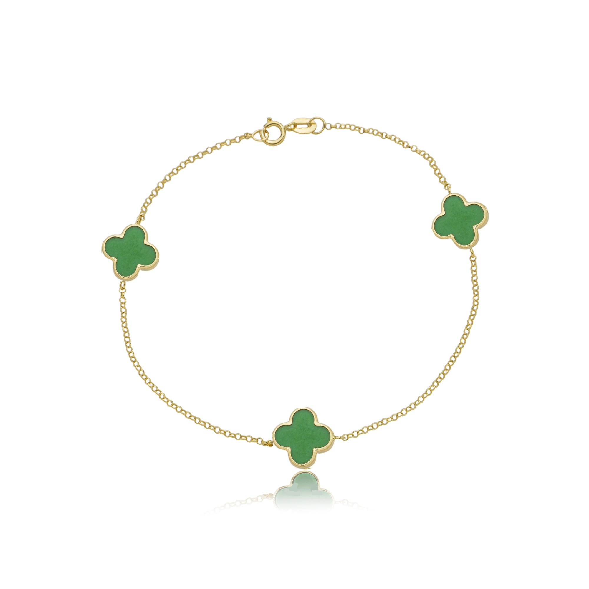 Pulseira Ouro 18k Trevo Verde