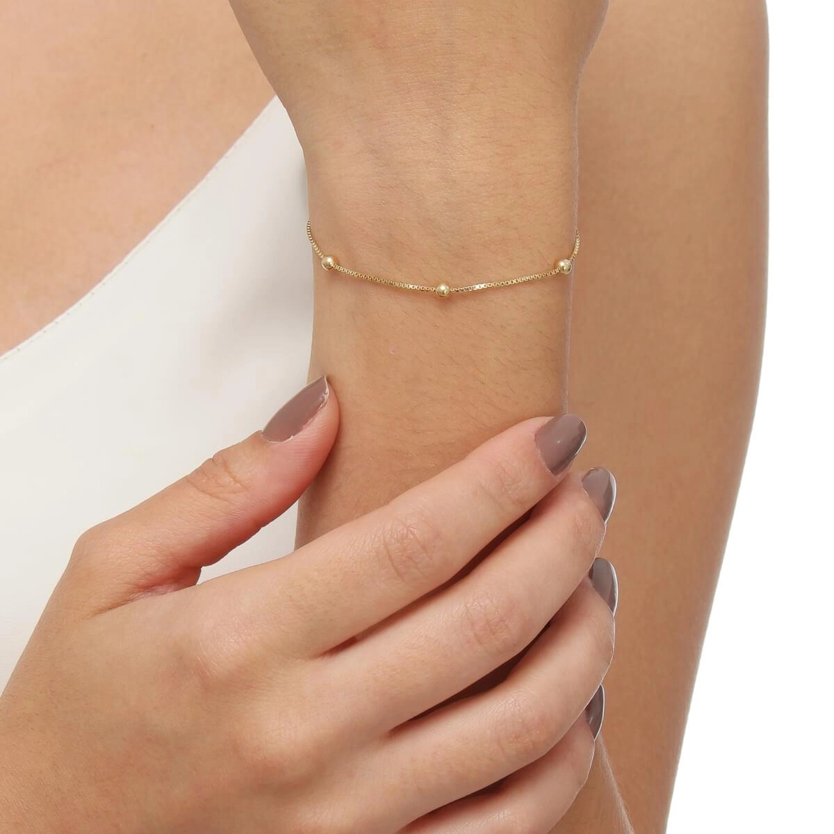 Pulseira Ouro 18k Veneziana CBola 13cm 1.45 Gramas detalhe