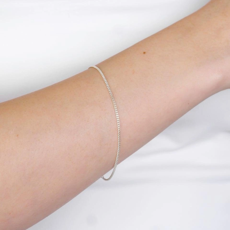 Pulseira Prata 925 Groumet 1.25mm 13cm Infantil