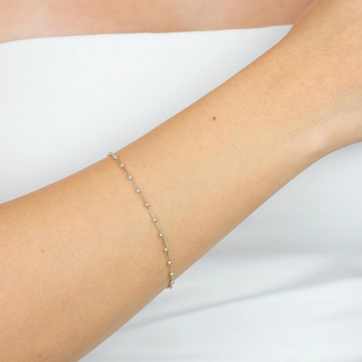 Pulseira Prata 925 Veneziana Bolinha 18cm