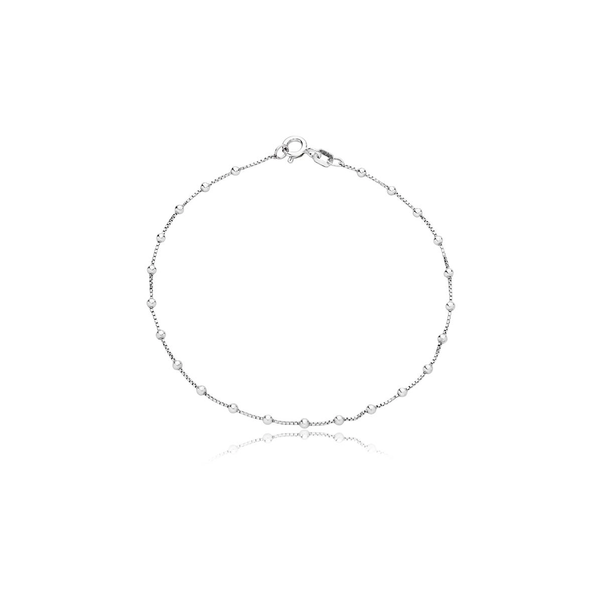 Pulseira Prata 925 Veneziana Bolinha 18cm
