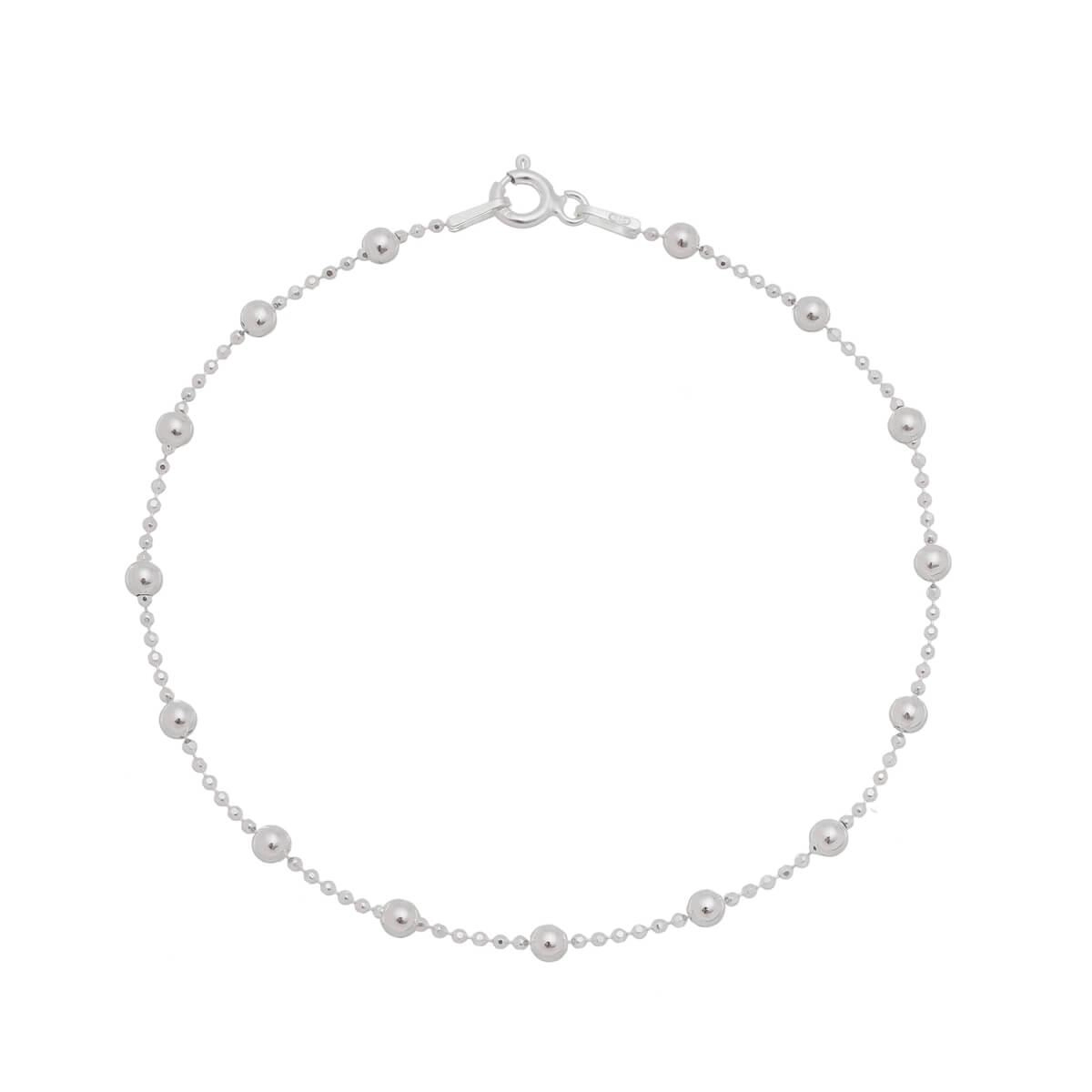 Pulseira Prata Bolinha C/Bola 19.50cm Prata 925 Inteira