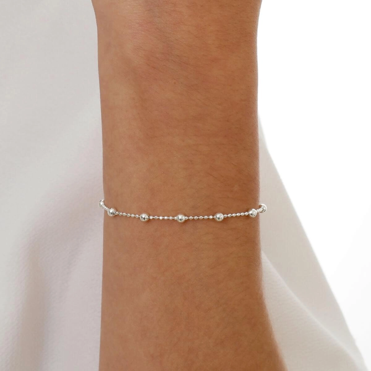 Pulseira Prata Bolinha C/Bola 19.50cm Prata 925 Real