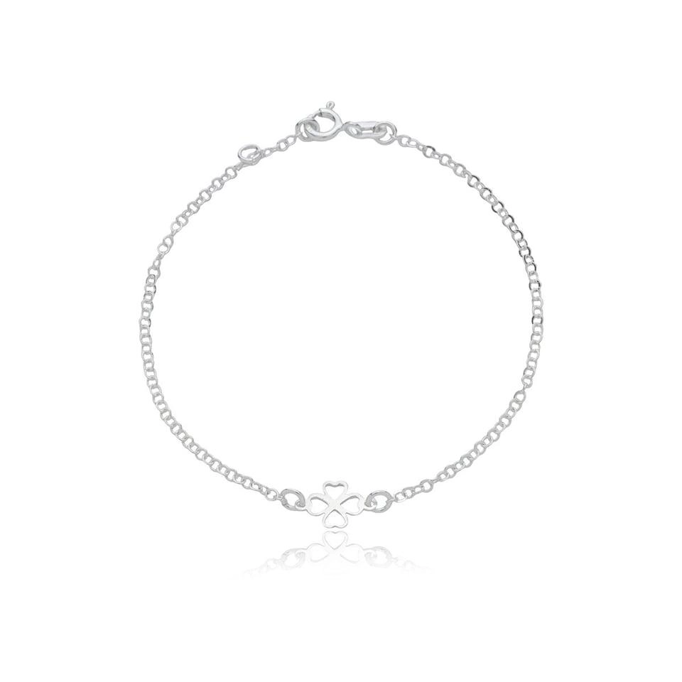 Pulseira Prata Trevo Liso 19cm Prata 925 Pulseira Prata Trevo Liso 19cm Prata 925