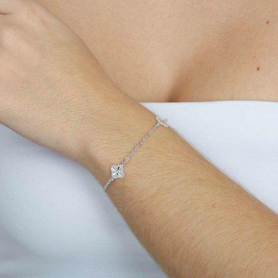 Pulseira Prata Trevos 19cm Prata 925 Pulseira Prata Trevos 19cm Prata 925