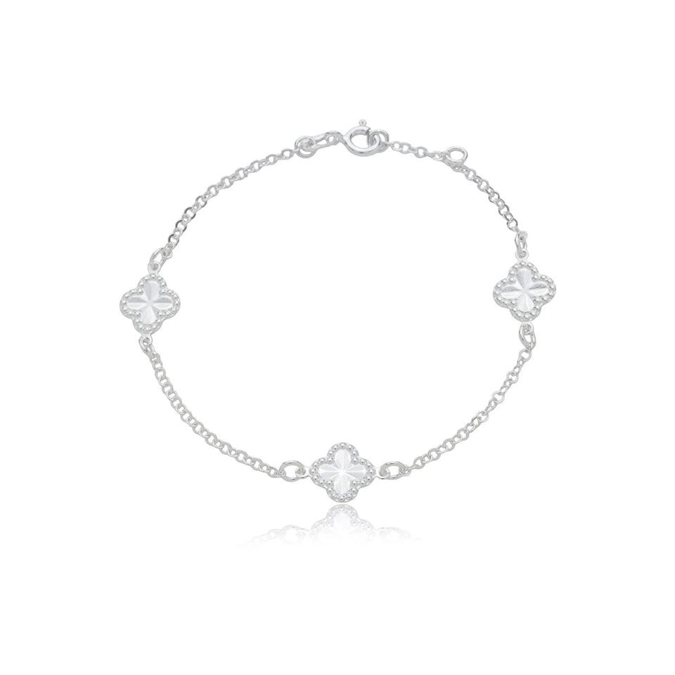 Pulseira Prata Trevos 19cm Prata 925 Pulseira Prata Trevos 19cm Prata 925