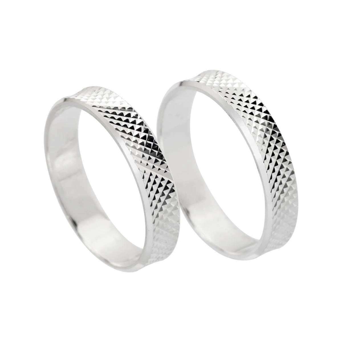 Alianças de Namoro em Prata 4.8g 4mm Diamantada Tradicional
