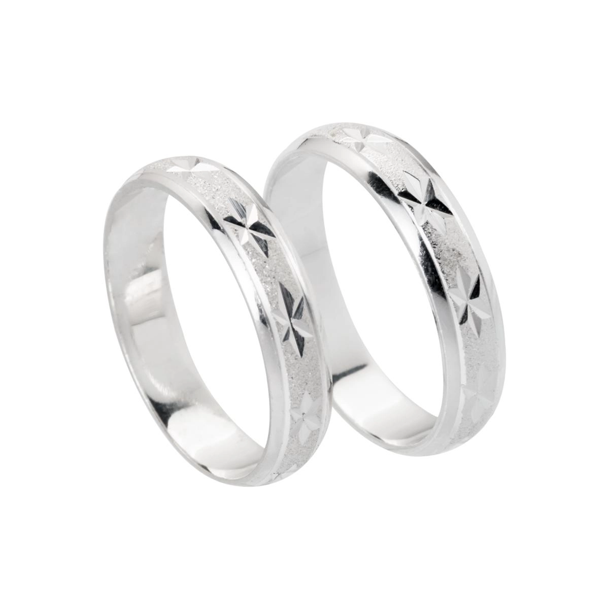 Alianças de Namoro em Prata 5.2g 4.6mm Diamantada
